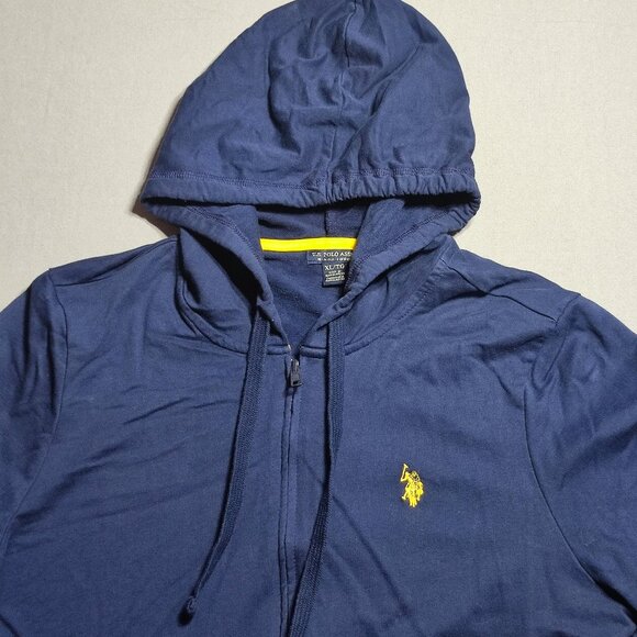 U.S. Polo Assn. full zip hoodie boys size XL blue with yellow logo - Picture 2 of 10